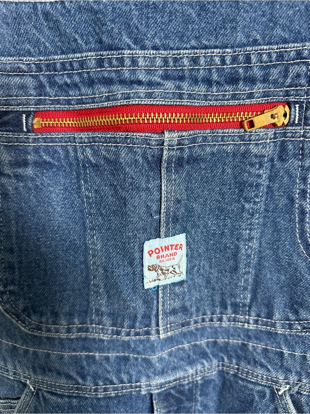 Vintage Pointer Brand Denim Overalls Womens W34 Long Blue Jean Bib Overalls USA - Picture 3 of 7